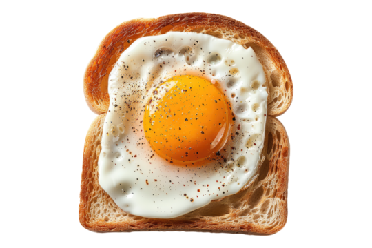 Fried egg on toasted bread Isolated on white background