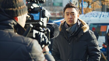 Fototapeta premium Reporter on Location