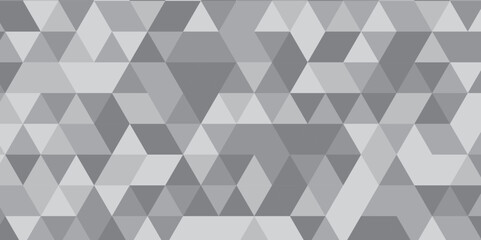 Abstract geometric white and gray background seamless mosaic and low polygon triangle texture wallpaper. Triangle shape retro wall grid pattern geometric ornament tile vector square element.