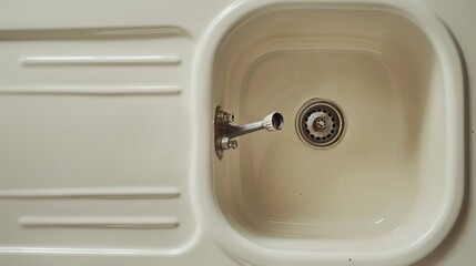 Elegant vintage ceramic kitchen sink, close-up shot, isolated background with studio lighting, showcasing its durability and design for advertising purposes