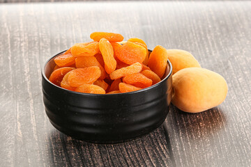 Dried apricot heap in the bowl