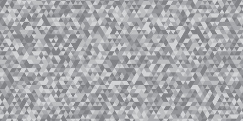 Abstract geometric white and gray background seamless mosaic and low polygon triangle texture wallpaper. Triangle shape retro wall grid pattern geometric ornament tile vector square element.