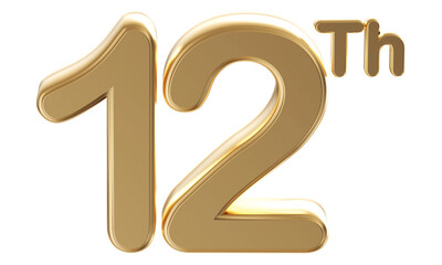 Gold 3d number 12th