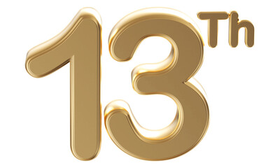 Gold 3d number 13th