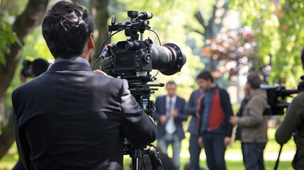 Fototapeta premium Reporter on Location