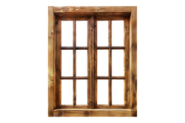Natural wooden window Isolated on white background