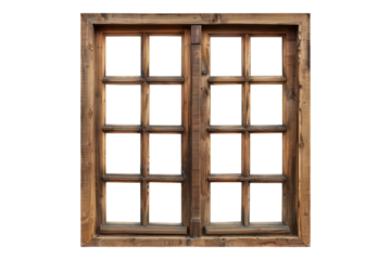 Natural wooden window Isolated on white background