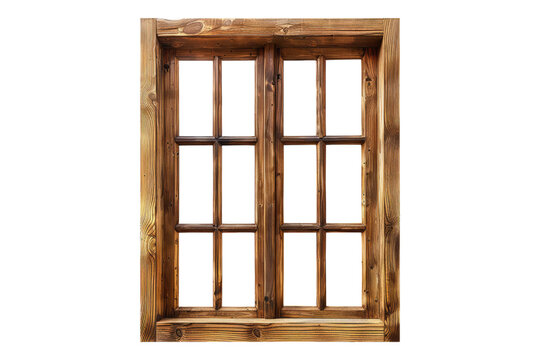 Natural wooden window Isolated on white background - Powered by Adobe