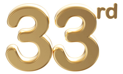 Gold 3d number 33rd