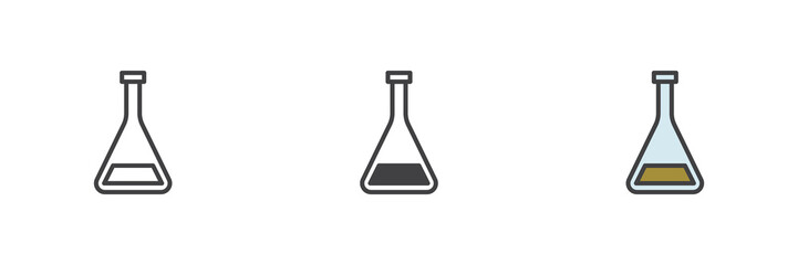 Laboratory flask different style icon set
