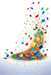 Obraz premium a pile of colorful confetti on a white background