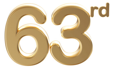 Gold 3d number 63rd