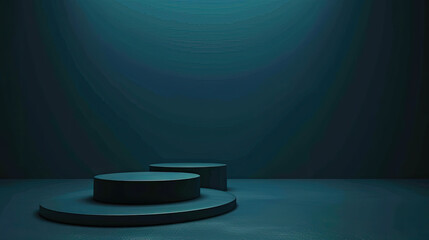 3d rendering of blue background podium platform with copy space for product presentation. Created...