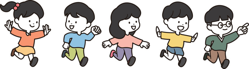 元気よく楽しく追いかけている男の子と女の子のイラスト素材