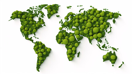 a map of the world made of green balls