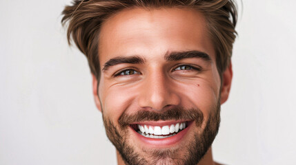 a man smiling with a beard