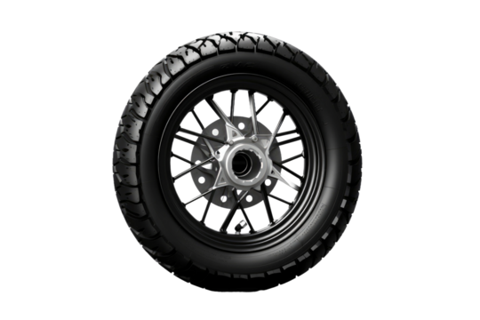 Whispers of Adventure: Motorcycle Tire Tales on Transparent PNG Background.