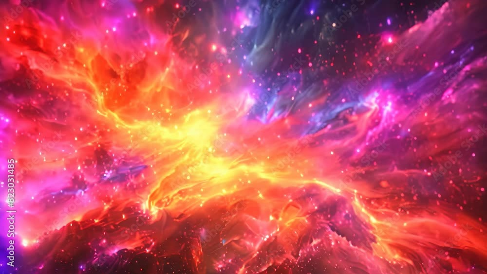 Poster a vibrant cosmic void with numerous stars scattered throughout, creating a colorful and enchanting s