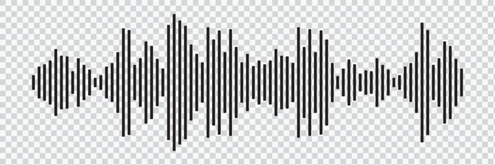 Set of radio Wave icon. Monochrome simple sound wave on transparent background. Vector sound wave icon. Music player sound bar. Record interface. Equalizer icon with soundwave line. used for mobile.
