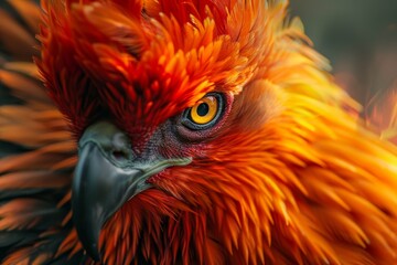 Fototapeta premium Vibrant red feathers of a majestic bird
