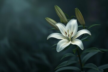 Elegant white lily flower in bloom