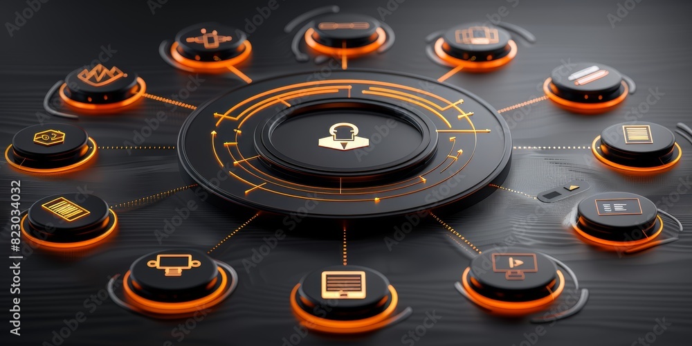 Aufkleber Digital Lock: Cybersecurity Technology Representing Data Protection and Encryption in a Secure, Virtual Network Environment, Generative AI