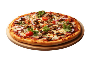 The Rustic Pizza Presentation on Transparent PNG Background.