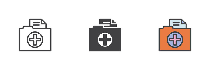 Obraz premium Medical folder different style icon set