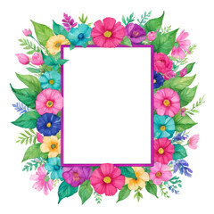 a square frame with colorful flowers and leaves