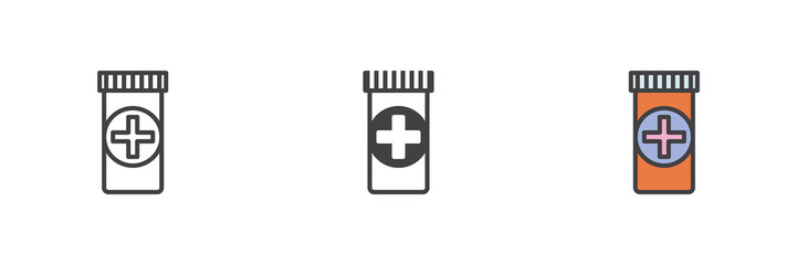 Obraz premium Medicine pills different style icon set