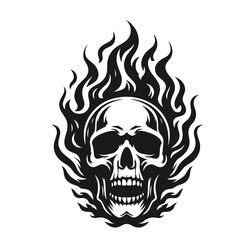 Highly detailed Skull silhoette vector illustration isolated on white background