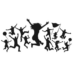 Highly detailed People enjoying silhoette vector illustration isolated on white background