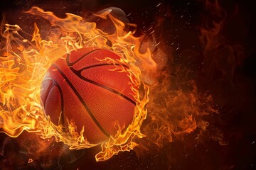 Fiery basketball in flames