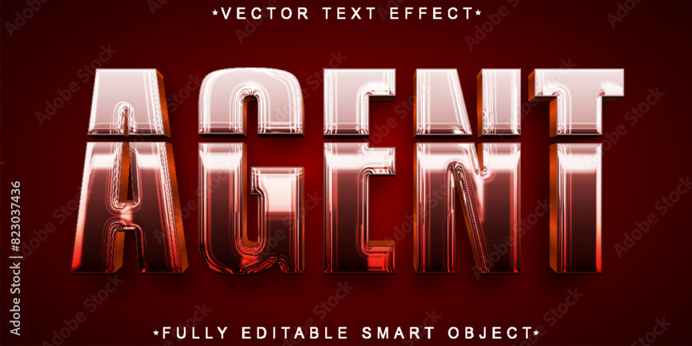 Poster red shiny agent vector fully editable smart object text effect