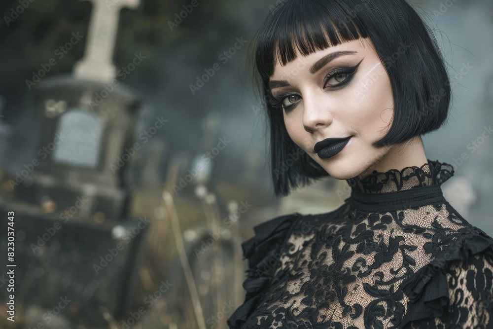 Canvas Prints mysterious woman with dark hair and makeup