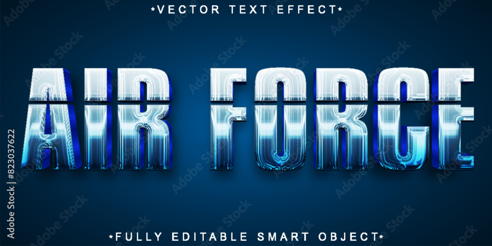 Poster shiny blue air force vector fully editable smart object text effect