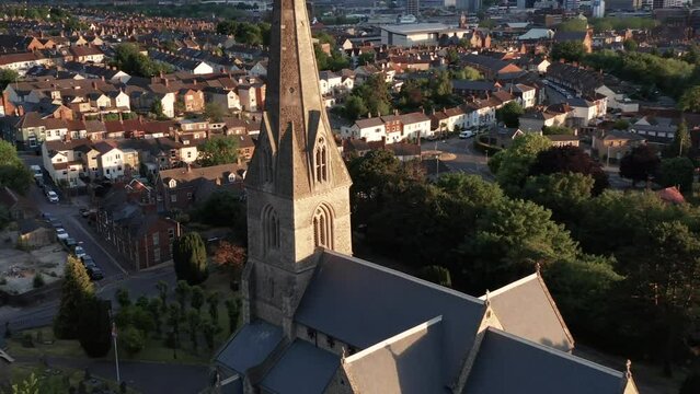 Swindon Town Centre From The Air. 4K Drone