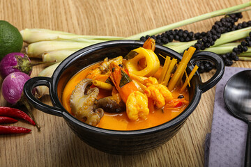 Thai Tom Yum soup with seafood