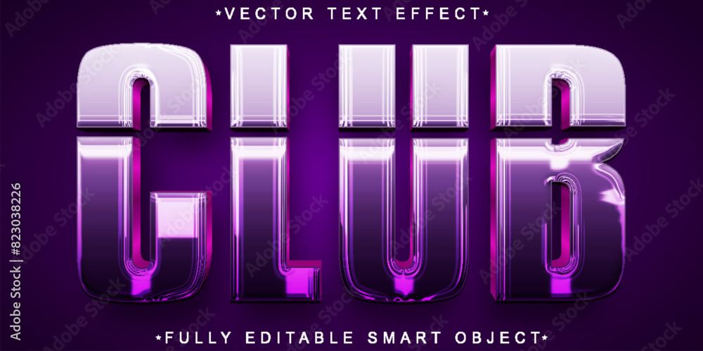 Poster shiny purple club vector fully editable smart object text effect