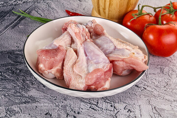 Raw turkey shoulder wing for cooking