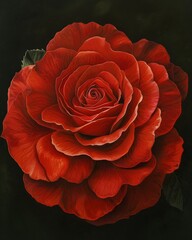 Vibrant red rose in full bloom