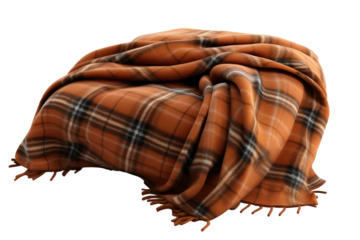 Dazzling Dreamscape: Plaid Blanket and Tassels on Transparent PNG Background.