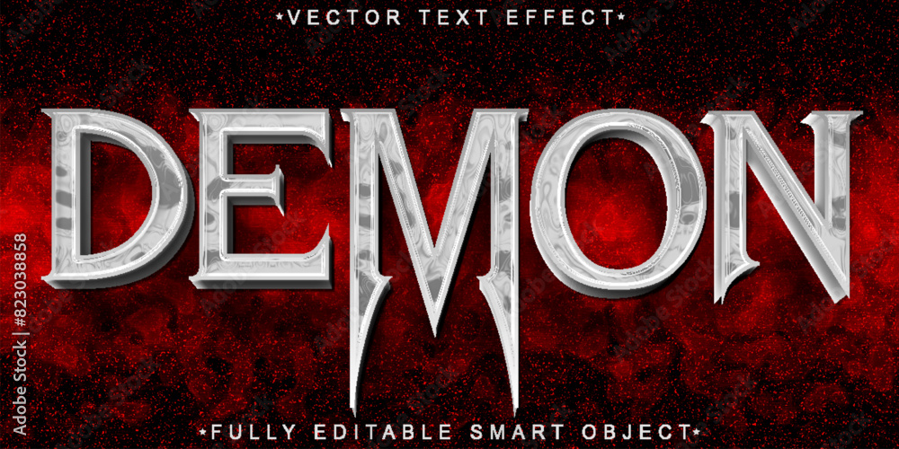 Poster horror gray demon vector fully editable smart object text effect