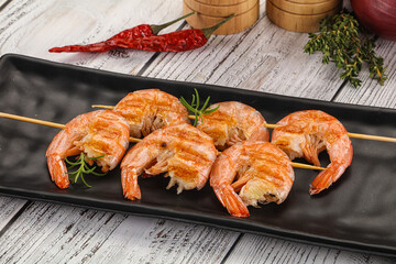 Grilled king prawn skewer snack