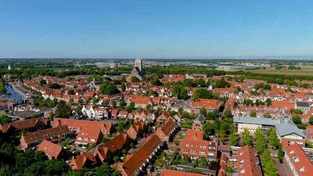 Aerial view of the fortified city of Brielle, South Holland, Netherlands.
