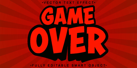 Red Cartoon Game Over Vector Fully Editable Smart Object Text Effect