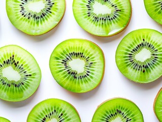 Sliced kiwi fruit on white background