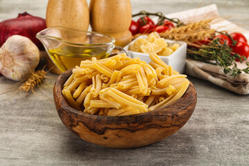 Raw dry Italian pasta - casarecce