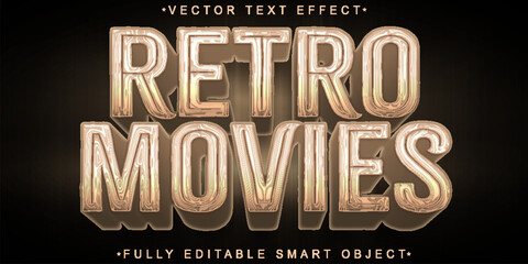 Cream Shiny Retro Movies Vector Fully Editable Smart Object Text Effect