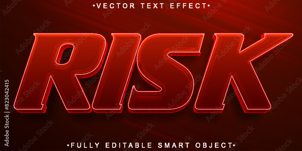 Poster red risk vector fully editable smart object text effect